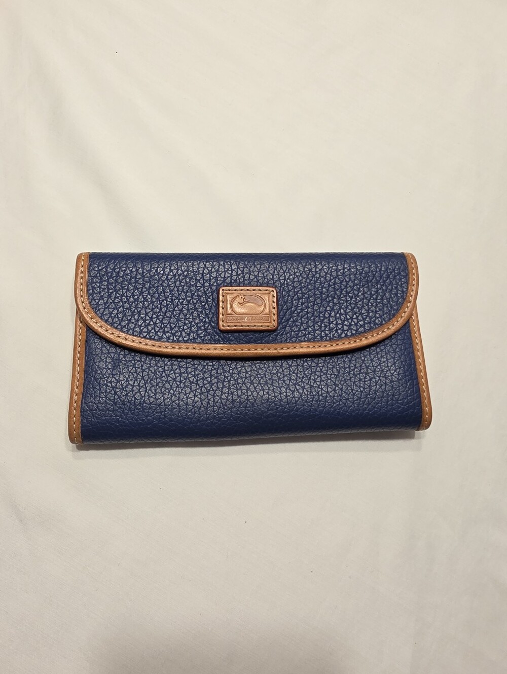 Dooney & Bourke Navy Blue And Brown Letaher Wallet